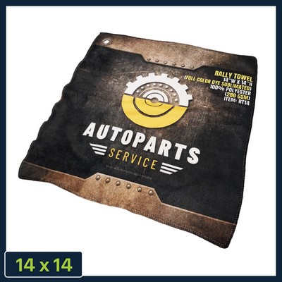 Rally/Golf Towel - 14"w x 14"h - (Full Color Dye Sublimated) | Decorated in the USA 280GSM
