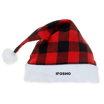 Plush Plaid Christmas Santa Hat
