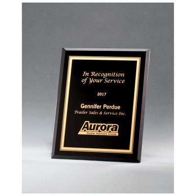 6" x 8" Black Glass Plaque with Gold Border and Easel Back
