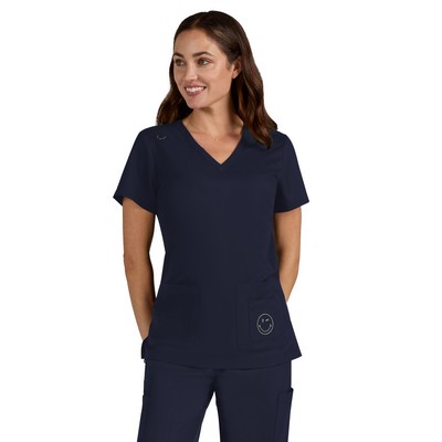 koi - Smiley World - Women's 3-Pocket V-Neck Blissful Top