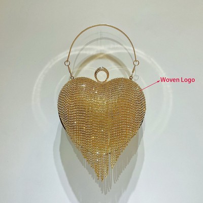 Heart-Shaped Tassel Evening Clutch Bag