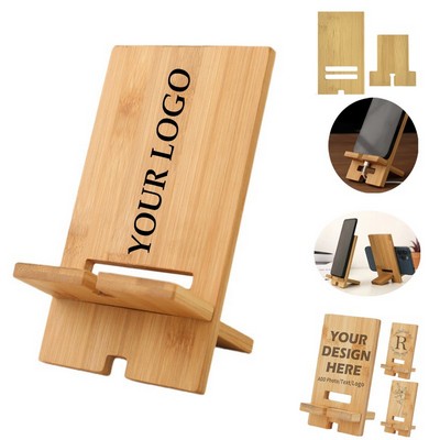 Desktop Wooden Mobile Phone Holder Natural Bamboo