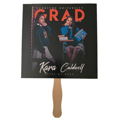 Square Sandwiched Hand Fan (1 or 2 Side/ Four Color Process Imprint)