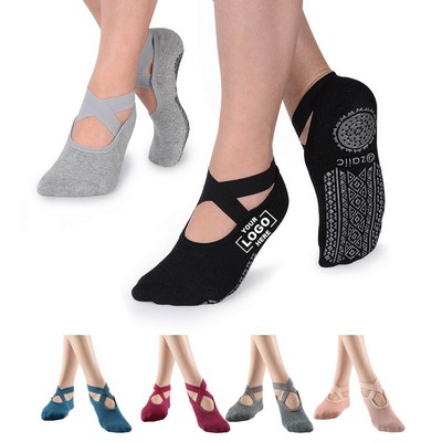 Yoga Socks for Women Non-Slip Grips Straps