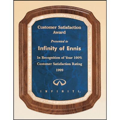 Coventry Walnut & Sapphire Plaque with Marble Finished Plates (9" x 12")