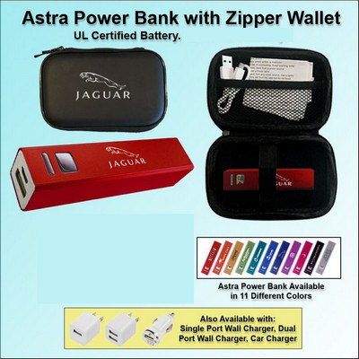 Astra Power Bank Gift Set in Zipper Wallet 2800 mAh - Red No Extra Tariff
