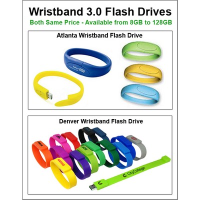 Wristband 3.0 Flash Drives - 64GB Memory No Extra Tariff