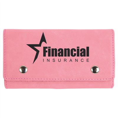 Engraved Faux Leather Card & Dice Set, Pink