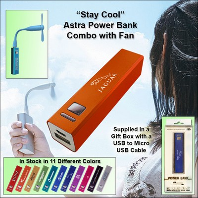 Orange 3000 mAh Astra Power Bank Combo w/Fan No Extra Tariff