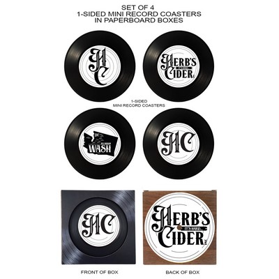 1-Sided Mini Record Coasters - Sets of 4 - Standard Paperboard Box