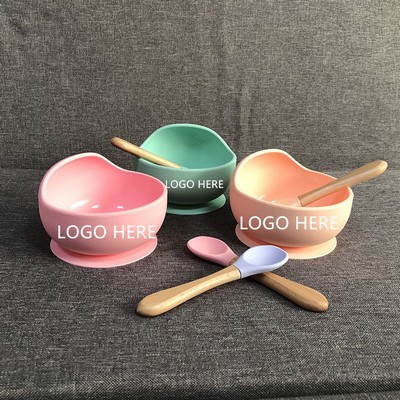Silicone Baby Bowl and Spoon Set (4.7"x 4.7"x 3.4")