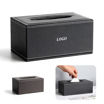 Black PU Leather Tissue Box