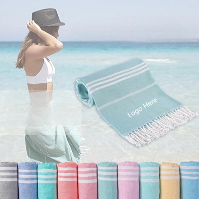Turkish Beach Towel with Knotted Tassel