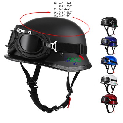 Half Shell Motorcycle Helmet with Glasses