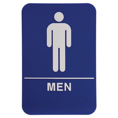 Kota Pro ADA 6" x 9" Blue/White Men Accessible Restroom Sign