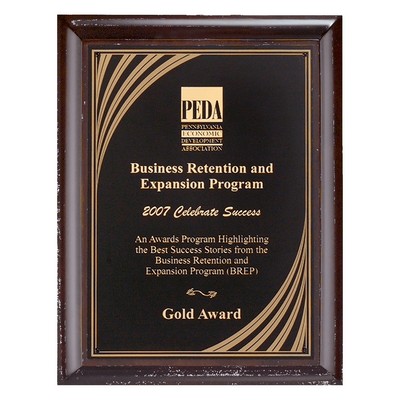 Hand Rubbed Cherry Finish Plaque w/Cascading Gold Design