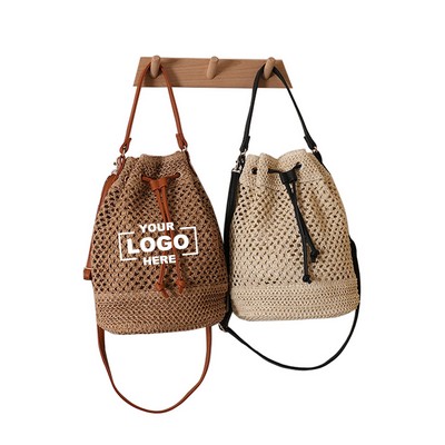 Woven Rattan Bucket Bag