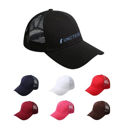 Women Ponytail Embroidered Trucker Cap