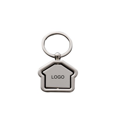 House Shaped Metal Keychain
