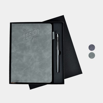 TiTUS® Executive Velveteen PU Lather A5 Notebook, Pen in EVA Case Gift Set