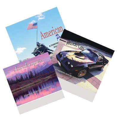 Patriotic Landscape and Muscle Car 13 Month Wall Calendar