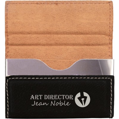 Black/Silver Leatherette Hard Business Card Holder