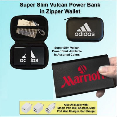 Super Slim Vulcan Power Bank Zipper Wallet Gift Set 4000 mAh - Black No Extra Tariff