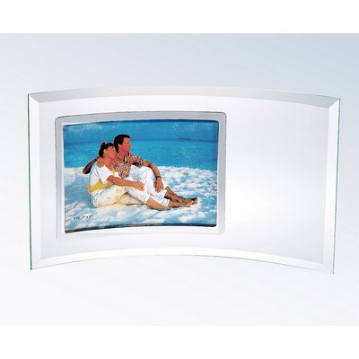 Curved Glass/Silver Horizontal Frame, 13-1/2"Wx7-1/2"H (Photo 5"Wx7"H)