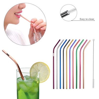 9.48 Inch Bend Metal Straw With Brush