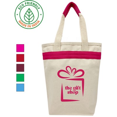 Gift & Wine Eco Friendly Canvas Tote w/Pink Trim