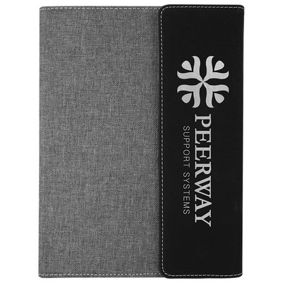 7" x 9" Black & Silver Leatherette & Gray Canvas Portfolio