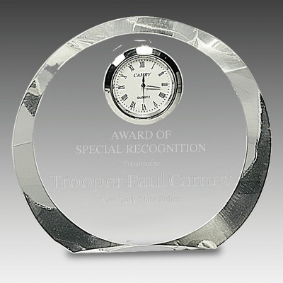 4.5" Clear Crystal Round with Clock