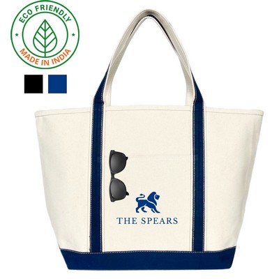 Riverside Eco Friendly Canvas Boat Tote w/Navy Blue Trim