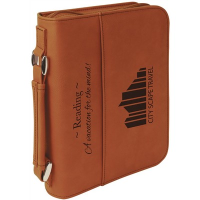 6 3/4" x 9 1/4" Rawhide Leatherette Book/Bible Cover with Handle & Zipper