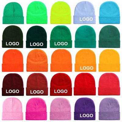 Winter Unisex 100% Acrylic Super Soft Knit Warm Beanie Hat MOQ100PCS