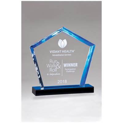 8" Acrylic w/Blue Accent Blue Mirror-Topped Base
