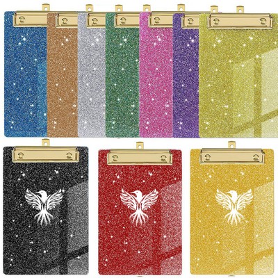 Glitter Acrylic A6 Clipboard With Metal Clip