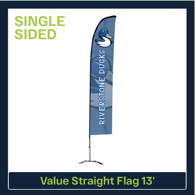 Value 13' Straight Flag - Single Sided Graphic Black X Base