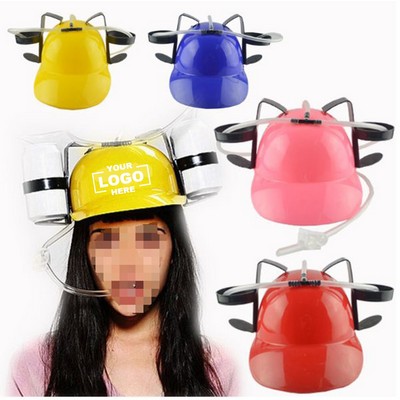 Can Holder Drinker Hat Cap with Straw for Beer and Soda
