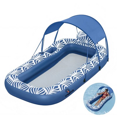 Large Inflatable Pool Float with Backrest & Cup Holders