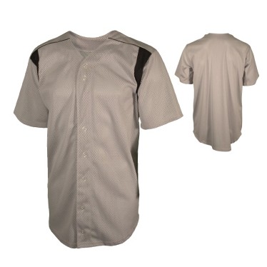 Youth Pro-Weight Textured Mesh Pro-Style Full Button Jersey Shirt w/ Contrast Insert & Piping