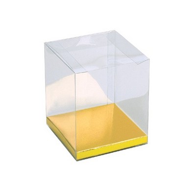Clear Square Box w/Gold Bottom (4" x 4½")