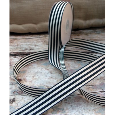 Black Striped Polyester Blend Ribbon