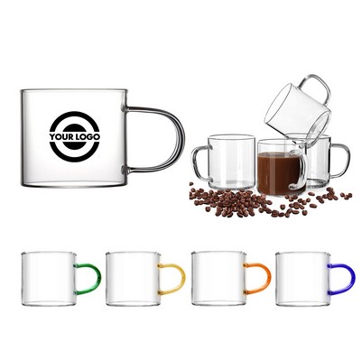 4 Oz. Glass Coffee Mug With Colorful Handle