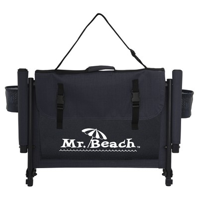 Deluxe Heavy Duty Folding Stadium Seat w/Arm Rests, 2 Cup Holders, Storage Pouches, & Shoulder Strap