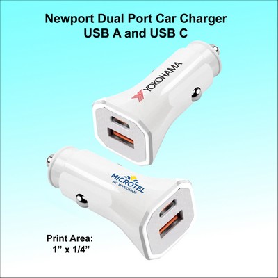 Newport Dual Port Car Charger USB A and C No Extra Tariff