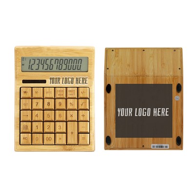 Solar Powered Bamboo Office Calculator