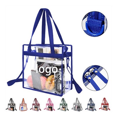 Clear PVC Stadium Approved Tote Bag w/Zipper Closure 12"x6"