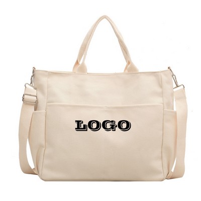 Artistic Multi Pocket Handheld Canvas Tote Bag