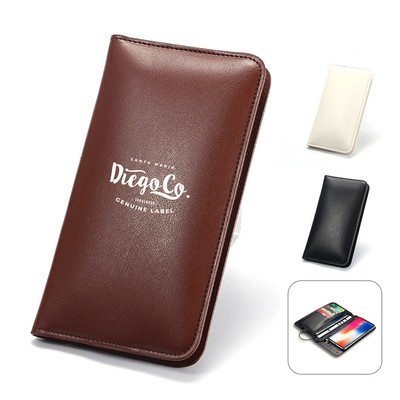 Wireless Charging PU Leather Flip Wallet with Card Slots